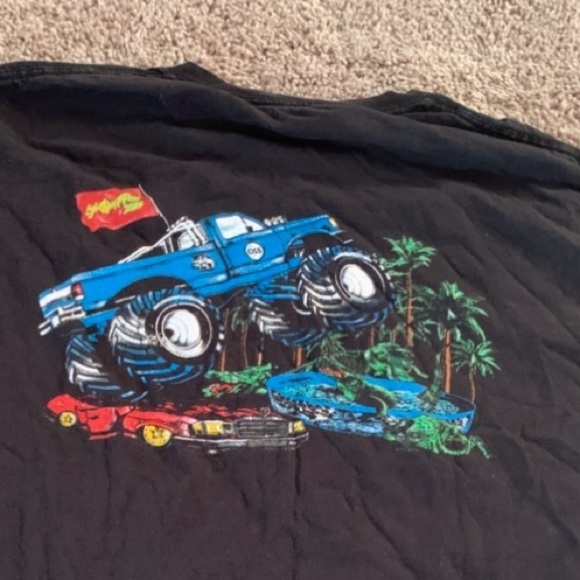 Vintage Onsomeshit Biker Rocker Retro Tee Top T-shirt Black Blue Extra Large - Picture 6 of 11